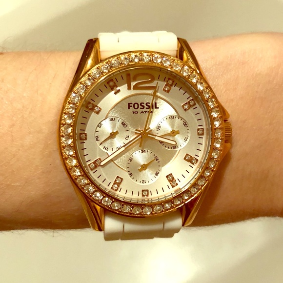 Fossil Ladies Watch White Rubber Band 